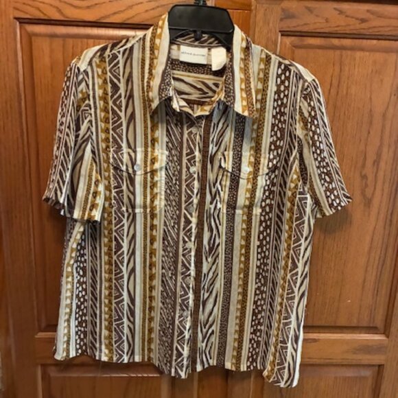 Alfred Dunner Women's African print short sleeve shirt size 14 - Picture 1 of 4